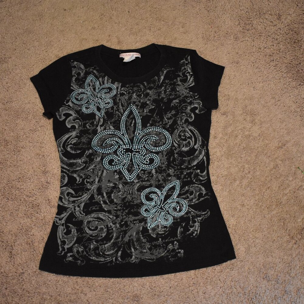 Appropriate Behavior Black, Grey and Blue Shirt Size Juniors Small